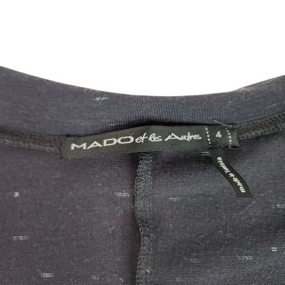 MADO ET LES AUTRES Top Womens 4 Black Long Sleeve Asymmetrical Artsy France - Picture 12 of 12